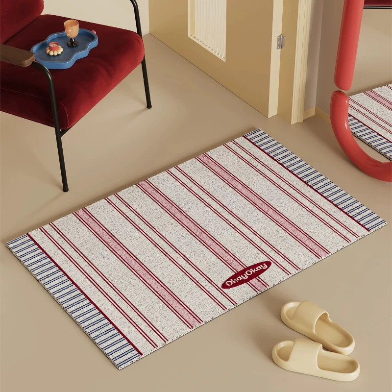 Striped PVC Silk Ring Door Mat Home Use Wear-Resistant Doormat PVC Dirt-resistant Non-slip Dust-removing Doormat felpudos