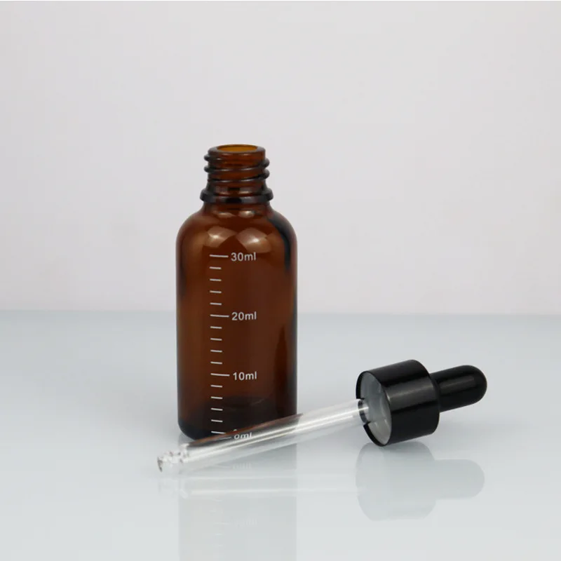 Dropper Bottles with Scale 5ml-100ml Reagent Eye Drop Amber Glass Travel Aromatherapy Liquid Pipette Bottle Refillable Bottles