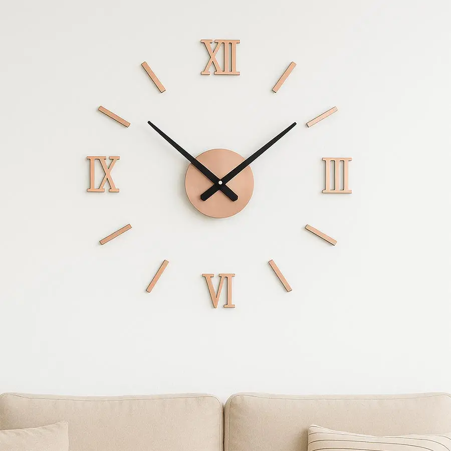 45X45cm Roman Numer 3D Watch Acrylic Mirrored Digital Wall Clock For Living Room Modern Design DIY Home Decor