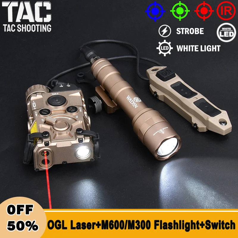 

WADSN Tactical OGL Metal Red Green Blue Laser Indicator M300 M600 Flashlight Hunt Scout Light Dual Function Pressure Switch Set