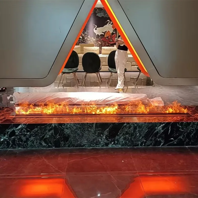 Customised 3D Electric Fireplace Remote Control Indoor Decorative Artificial Steel Marble Insert Water Fuel Villa Simulation