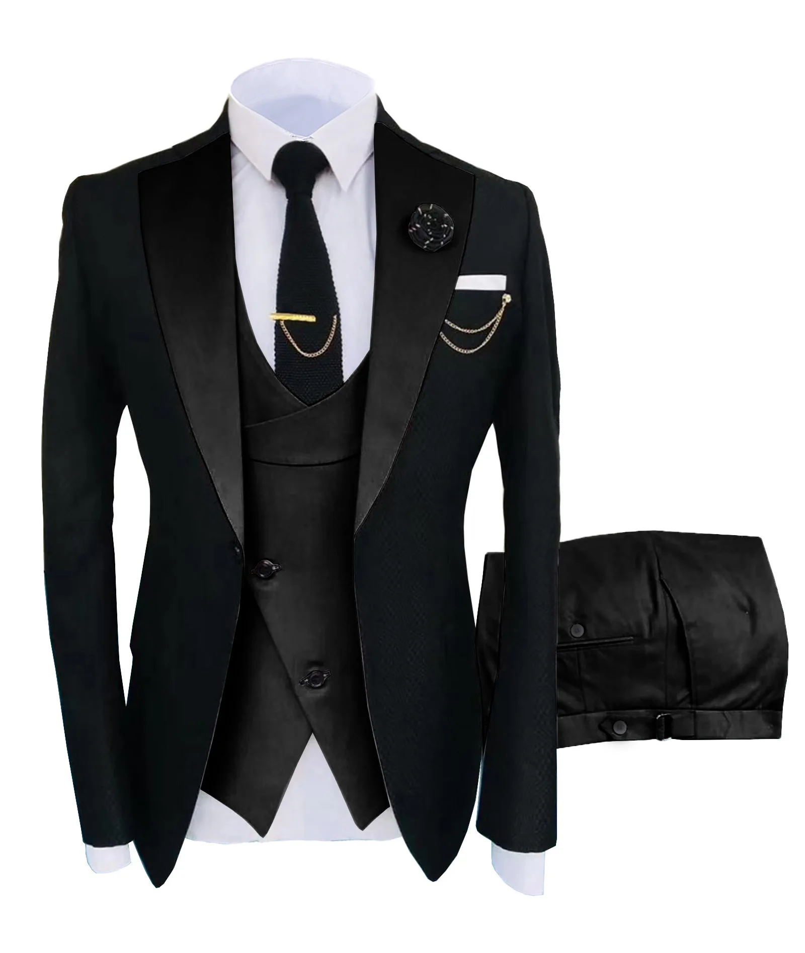 (Jacke + Weste + Hose) Herrenanzug, klassisch, schmale Passform, 2-teilig, für Hochzeit, Bräutigam, lässige Business-Blazer, formelle High-End-Smokings