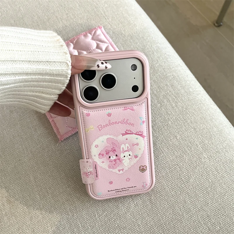 الكورية لطيف الكرتون الأرنب قضية الهاتف آيفون 17 برو 14 15 16 برو ماكس الغطاء الخلفي للصدمات واقية حالات جلدية جميلة C