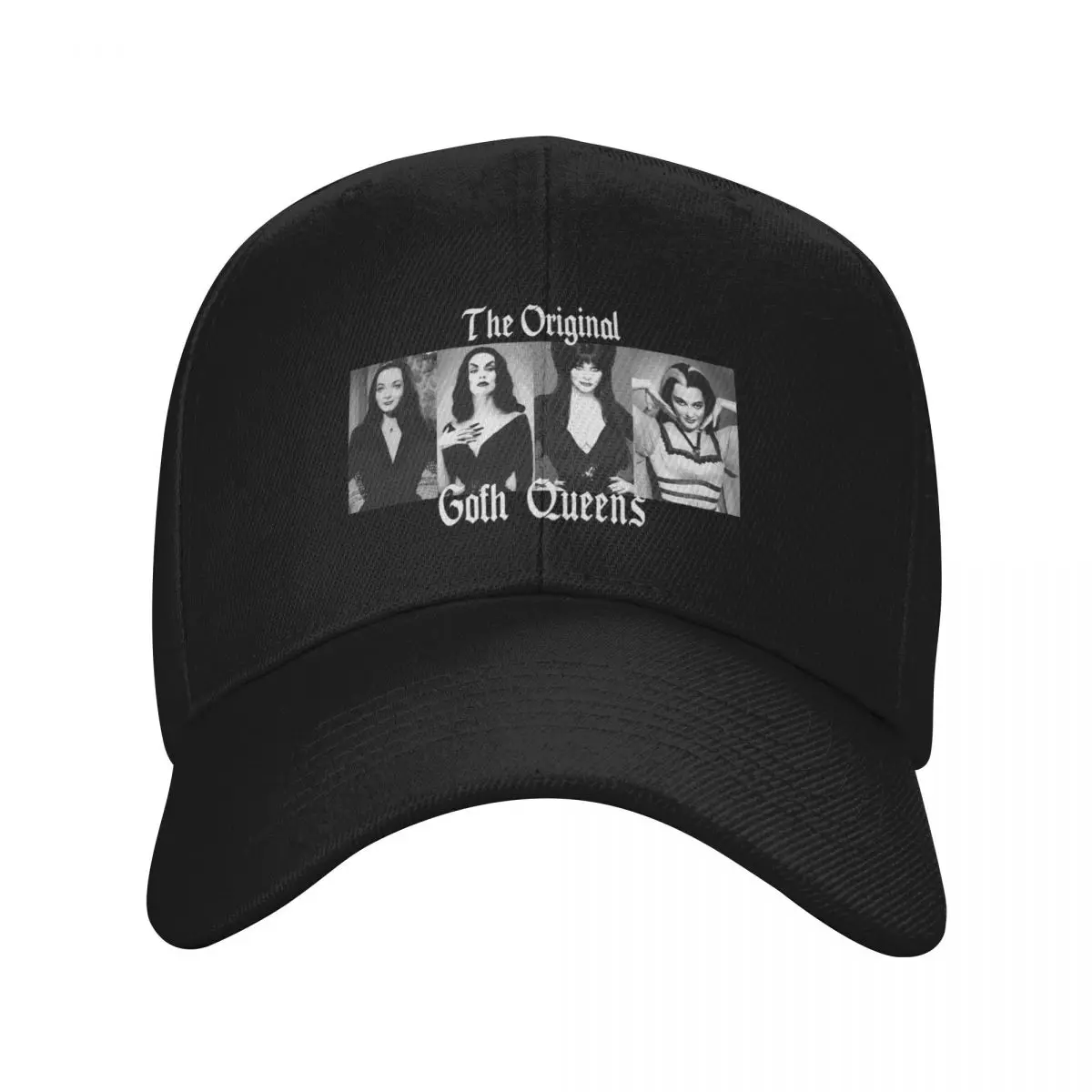 

The Original Goth Queens Vampira Morticia Adams Lily Munster Bride of Frankenstein Gothic Halloween Baseball Cap