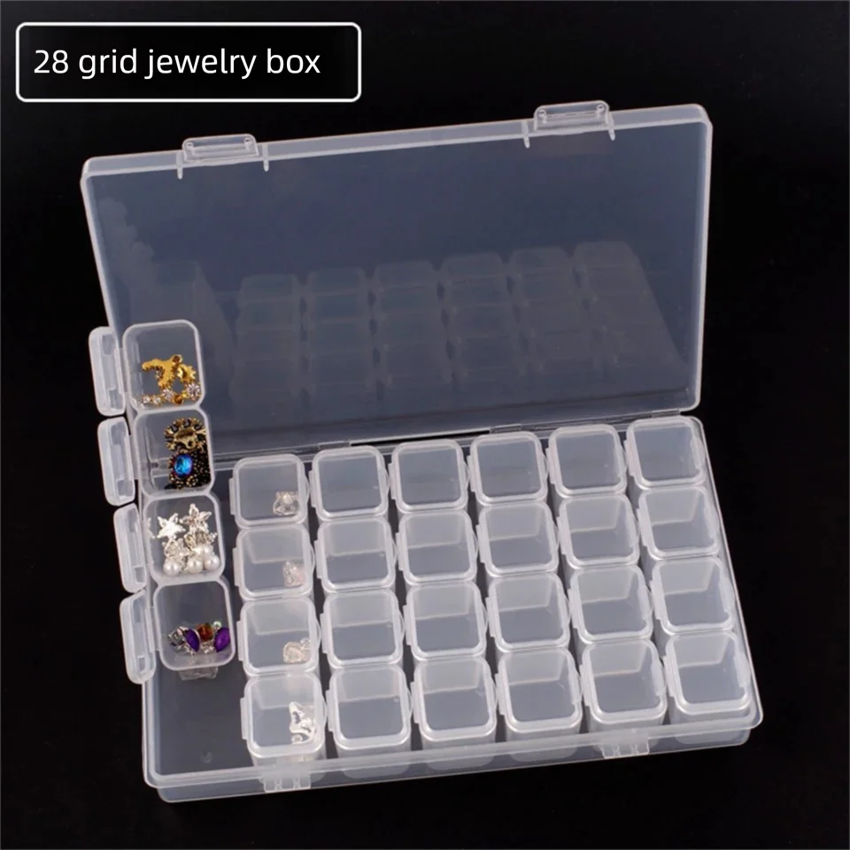 

Clear Plastic Storage Box, DIY Nail Art Organizer Case with Removable Grids & Adjustable Dividers, Perler Beads Containers H-1