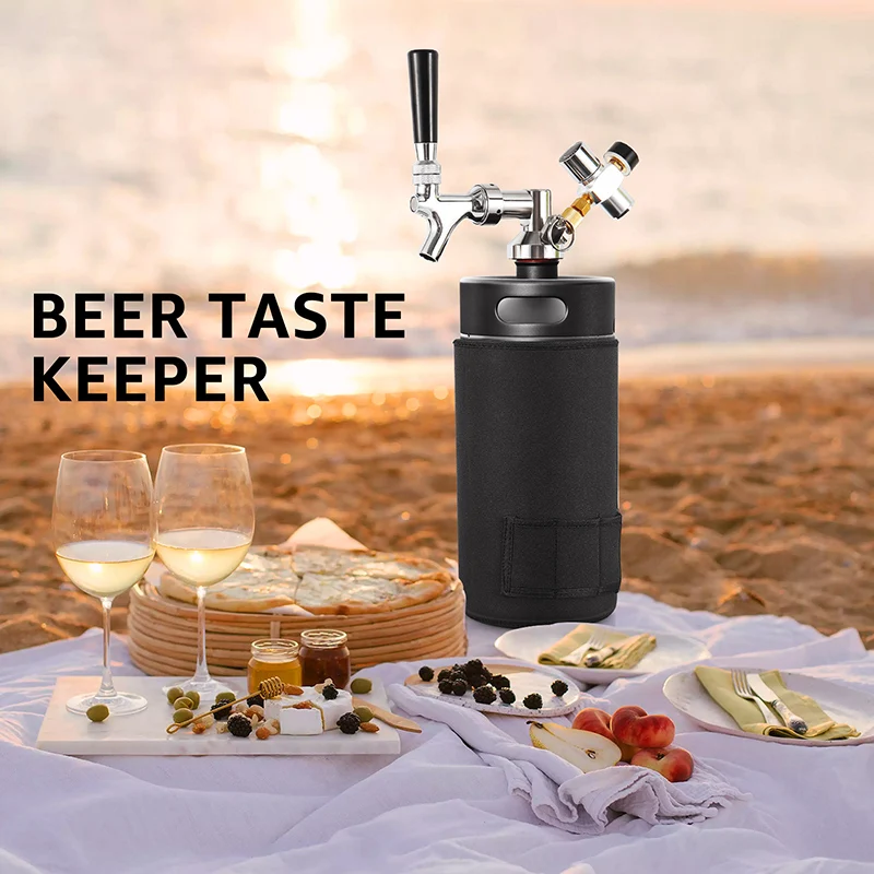 5l Beer Keg Mini Keg Tap Dispenser, Matte Black Growler Barrel Carbonated Co2 Charger Brewing Easy Storage Craft Beer Equipment