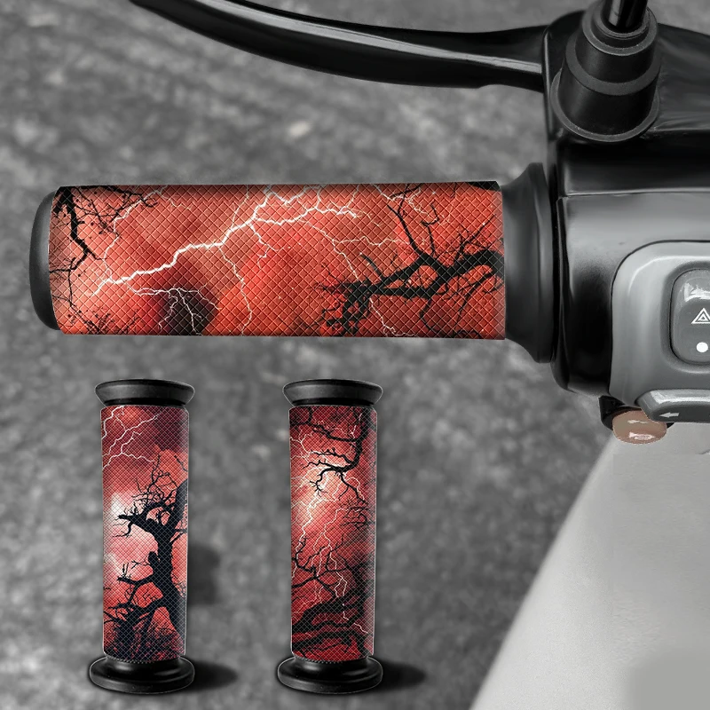 

2 шт., наклейки на мотоцикл с красной молнией, водонепроницаемые для DIY, мотоциклов, велосипедов, скутера, руль, противоскользящие модифицированные украшения