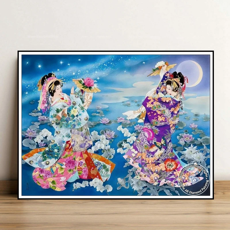 Haruyo Morita Geisha Art AB Diamond Painting Full Square Drills Japanese Woman Beauty Mosaic Cross Stitch Handwork Home Decor