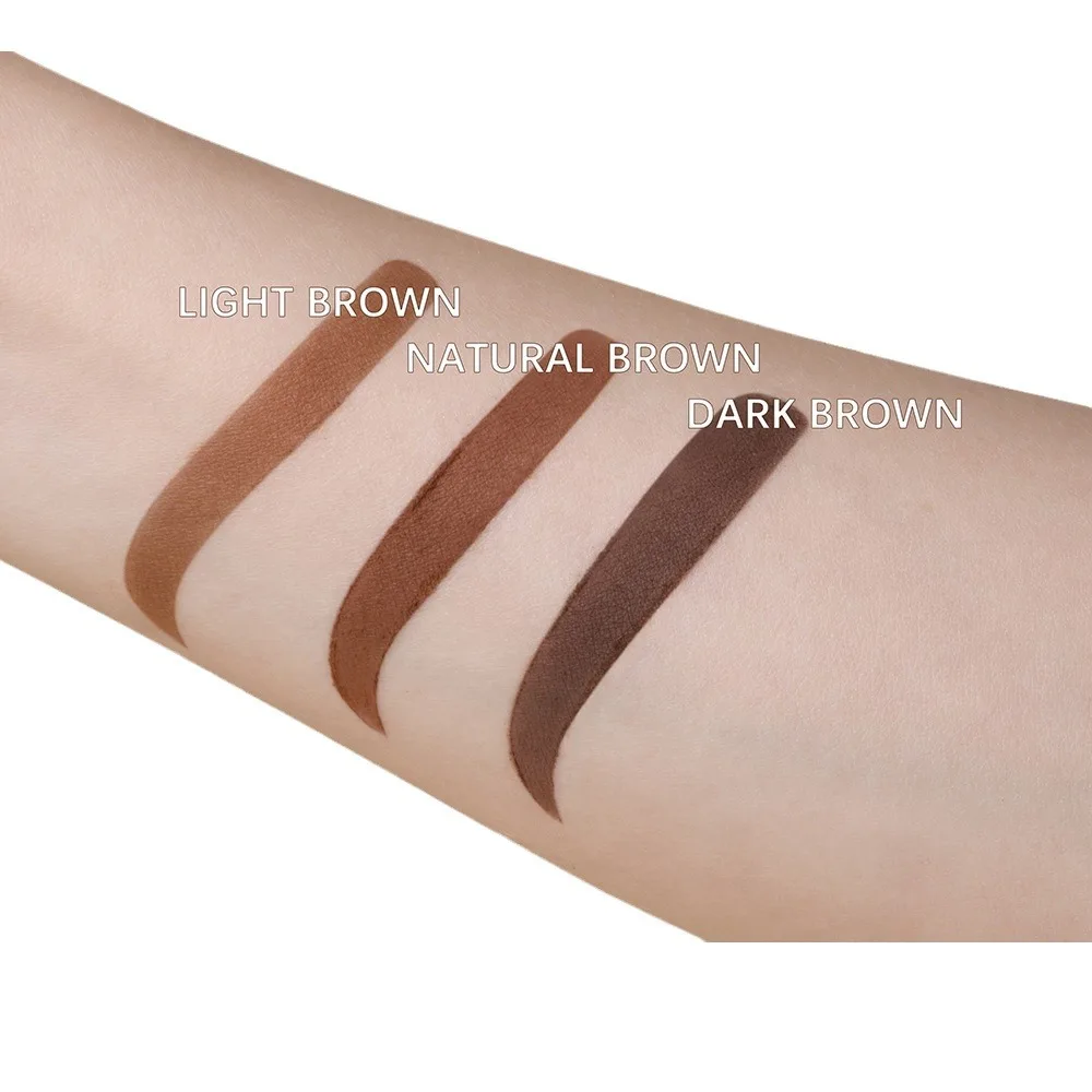 Kit penna per sopracciglia con timbro 3 in 1 Set di stencil per matita in polvere Riutilizzabile dall'aspetto naturale Impermeabile da indossare tutto il giorno per principianti Uso quotidiano