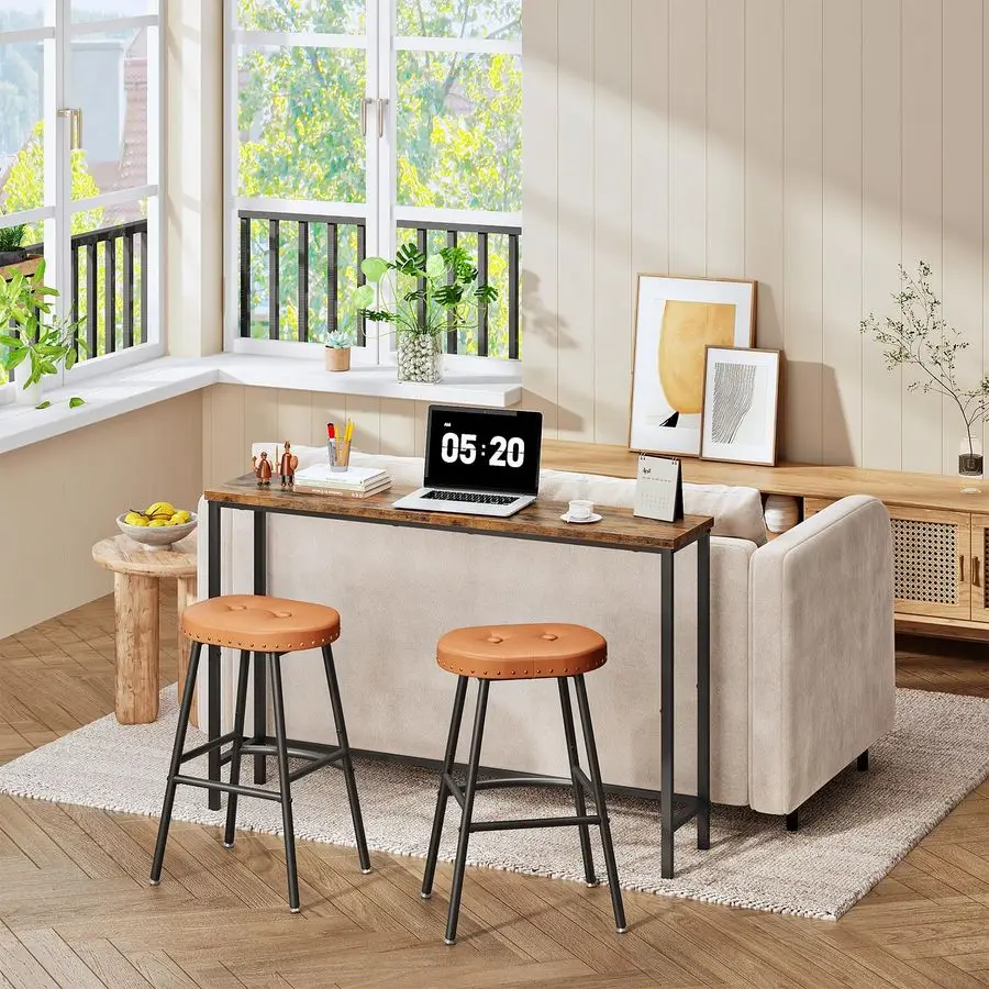 Bar Stools, Set of 2 Bar Chairs,Counter Height Stools,PUPadded Kitchen Counter Stools, Modern Backless Breakfast Stools for Kit