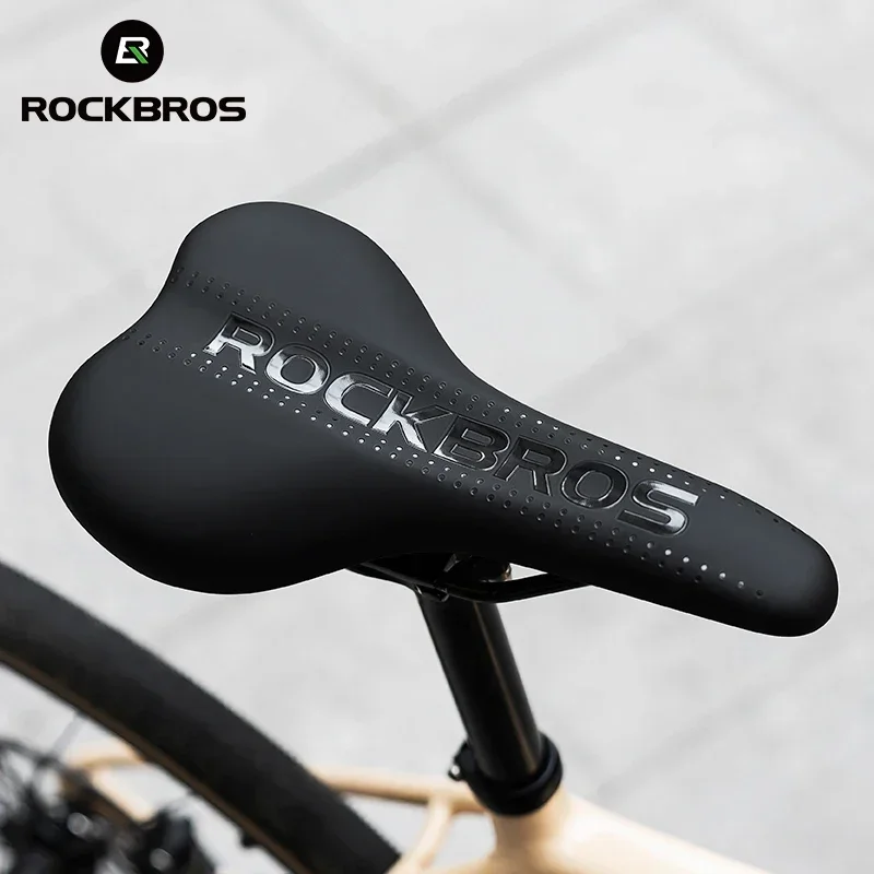 ROCKBROS Bicycle Saddle Comfortable Cycling Cushion Shock Absorption Wear-Resistant Bike Saddle PU Leather Breathable Cushion