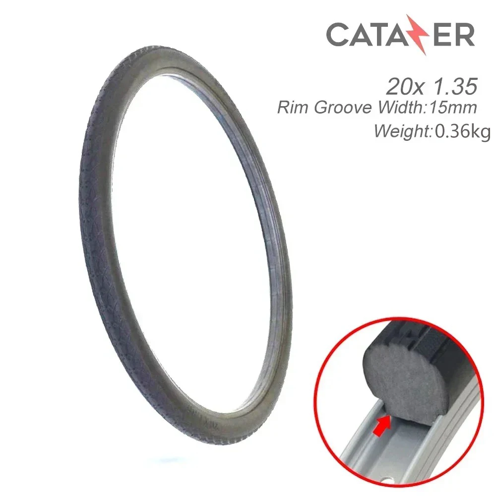 CATAZER 20X1.35 Bicycle Tubeless Solid Tire Lightwight Small Size MTB Mountain Road Bike Tyre Bike Tires Solid Tyre 20inch