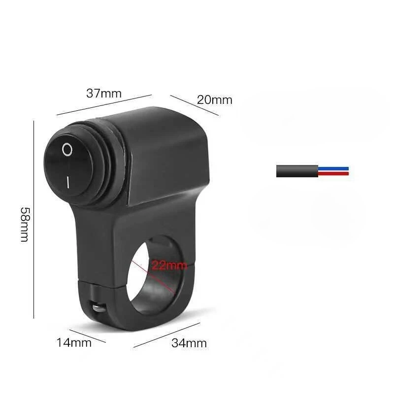 دراجة نارية المقود العلوي تشغيل/إيقاف التبديل سكوتر ATV سبائك الألومنيوم 2-سلك الضوء الأسود مفاتيح مقاومة للماء 12 فولت #5