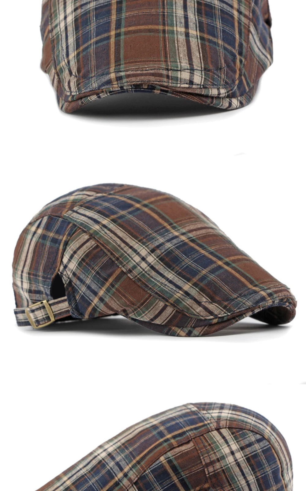 HT4376 Berets Männer Frauen Vintage Plaid Baskenmütze Männlich Weiblich Einstellbare Flache Kappe Retro Frühling Sommer Kappe Baskenmütze Hüte für Männer Frauen – Detail 6