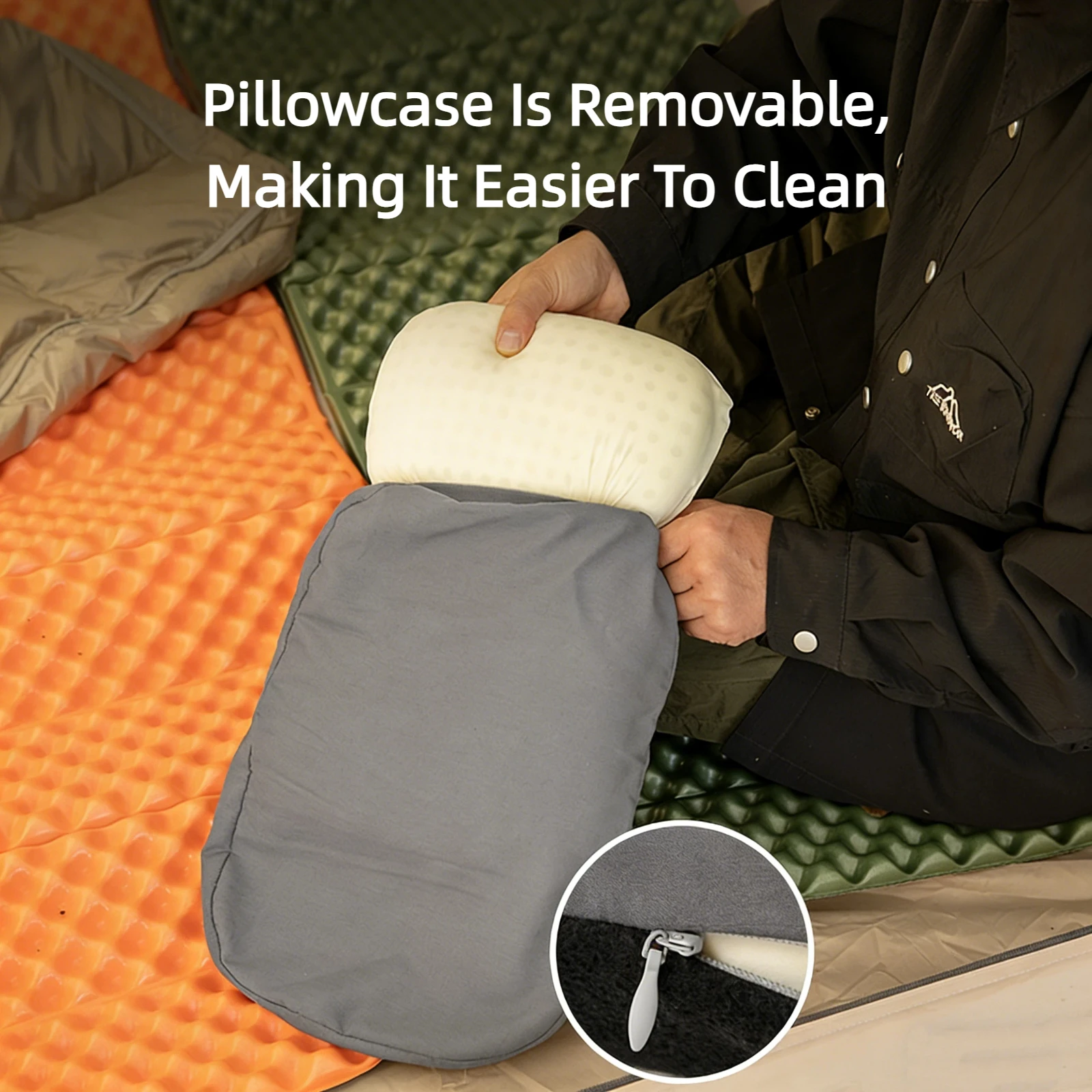 BISINNA 1pcs Memory Foam Pillow Portable Camping Cervical Pillow Pillowcase Detachable Nap Pillow Neck Support Travel Supplies