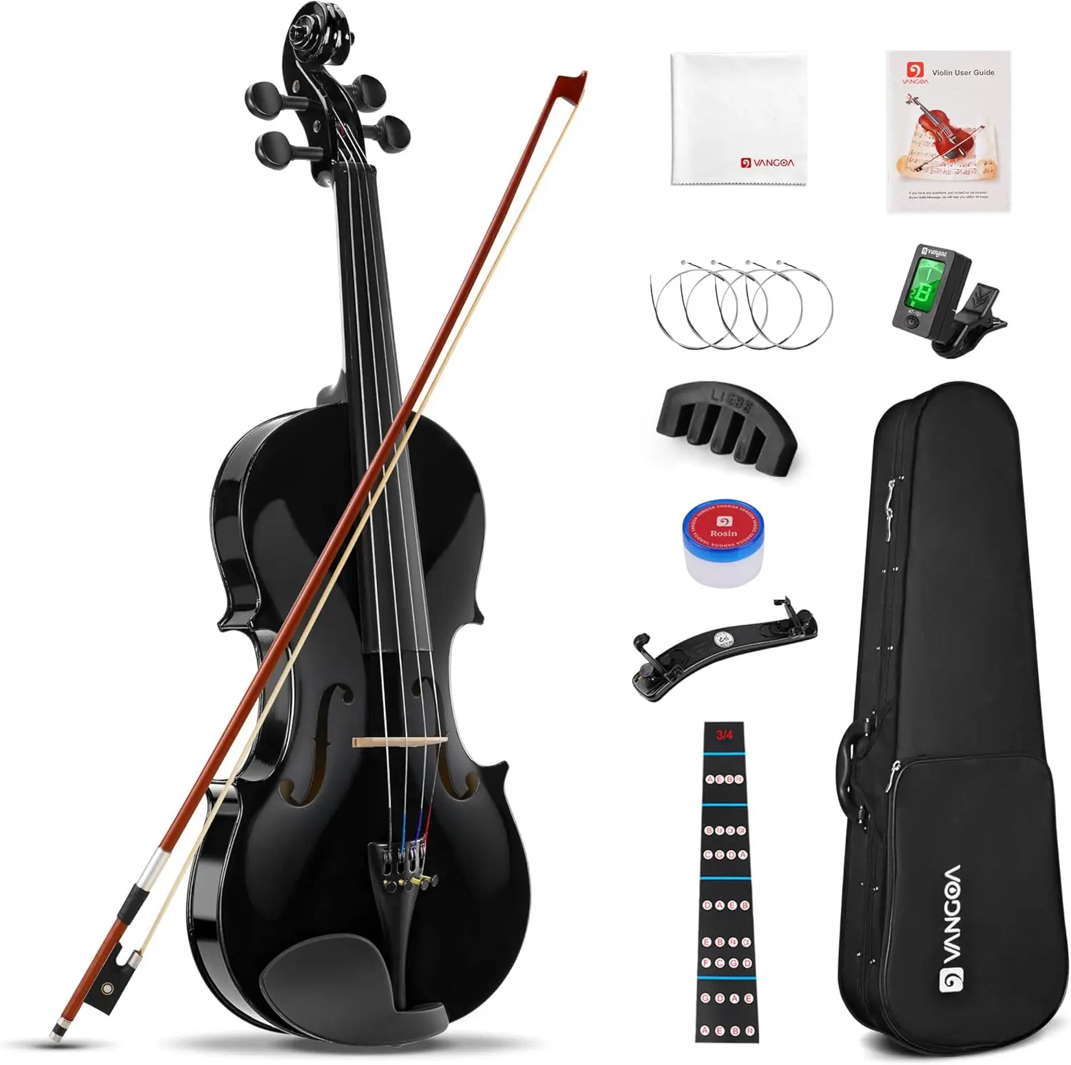 

4/4 Acoustic Violin,Full Size Acoustic Violin Fiddle for Beginners Adults Violin Starter Kit with Hard Case, Rosin, Shoul