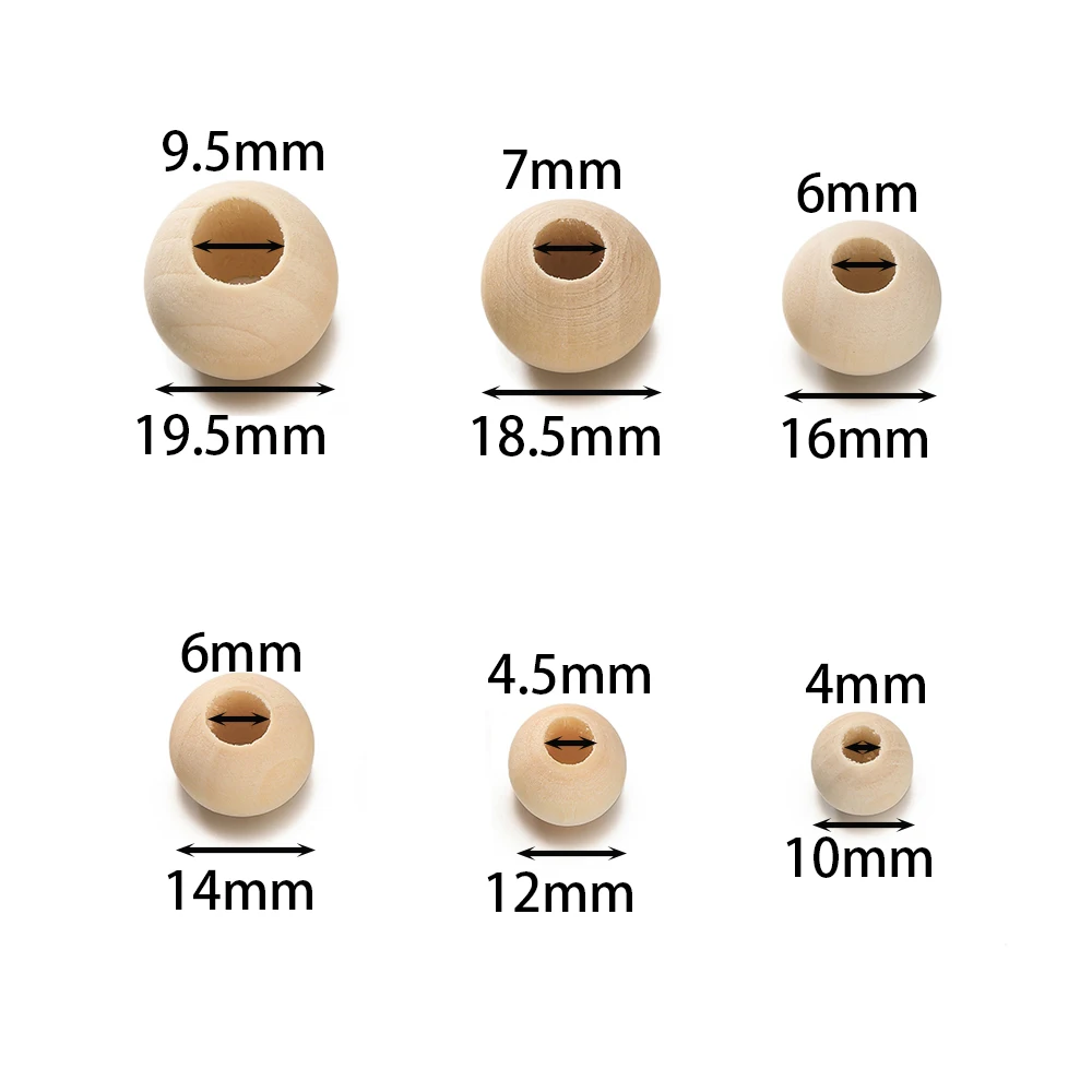 20-100pcs 10-20mm Natural Wood Beads Round Spacer Wooden Pearl Lead-Free Balls Charms For Jewelry Making DIY Handmade Accessorie