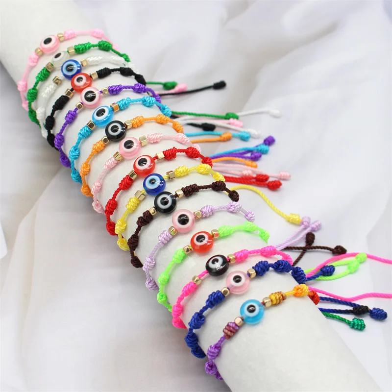 Turkish Blue Evil Eye Bracelet Colorful Resin Bead Rope Chain Lucky Couple Adjustable Bracelets Women Charm Jewelry Gifts