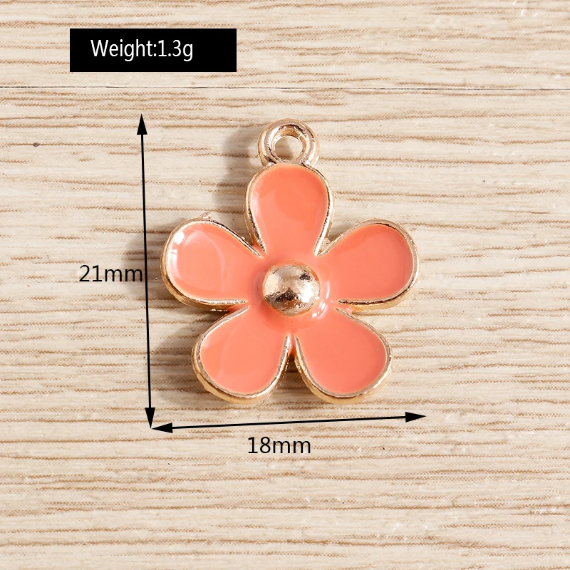 10pcs 18x21mm Cute Enamel Flower Charms Pendants for Jewelry Making Drop Earrings Necklaces Bracelets DIY Crafts Accessories