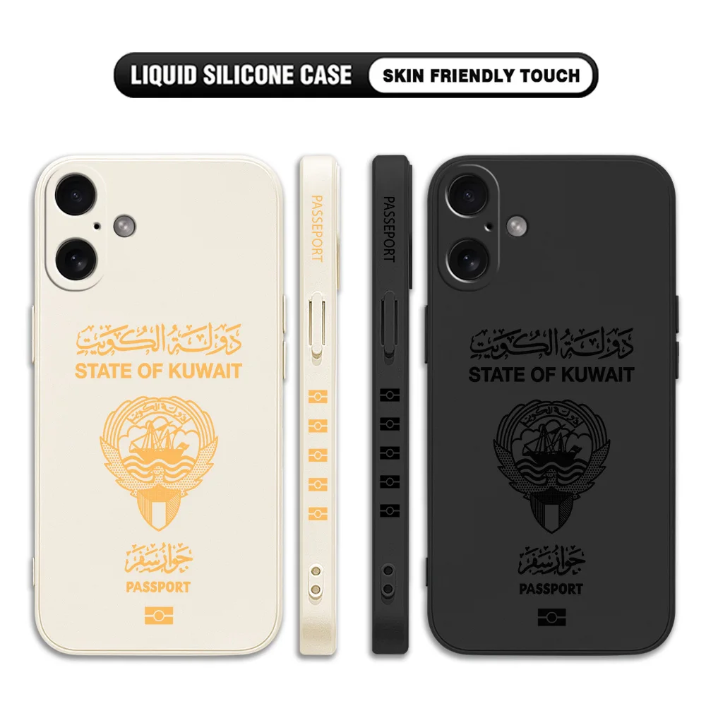 Custodia per passaporto del Kuwait per iPhone 16 15 14 13 12 11 Pro Max Mini X XR XSMax 8 7 6 6S Plus Cover posteriore in silicone morbido