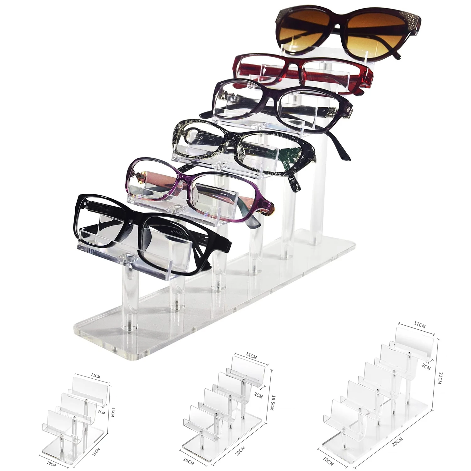 

3/4/5/6 Tier Acrylic Eyeglasses Frame Display Stand,Sunglasses Rack,Sunglasses Organizer Wallet Acrylic Glasses Display Holder