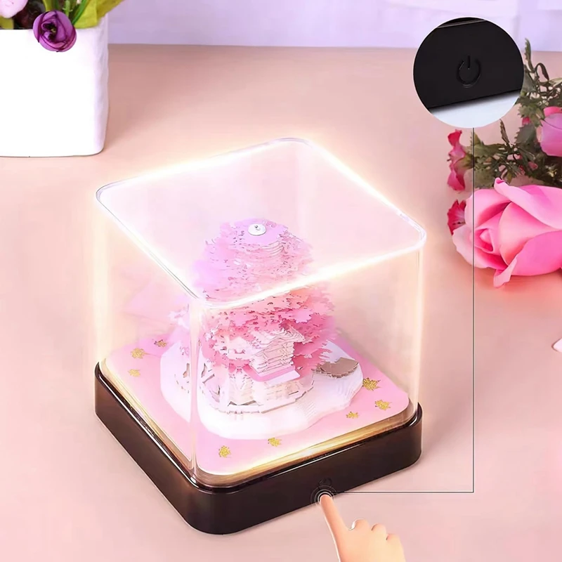 3D Art Calendar Memo Pad 2024, Creative Timepiece Calendar Sakura Tree Rip Away Paper Carving Sticky DIY Note