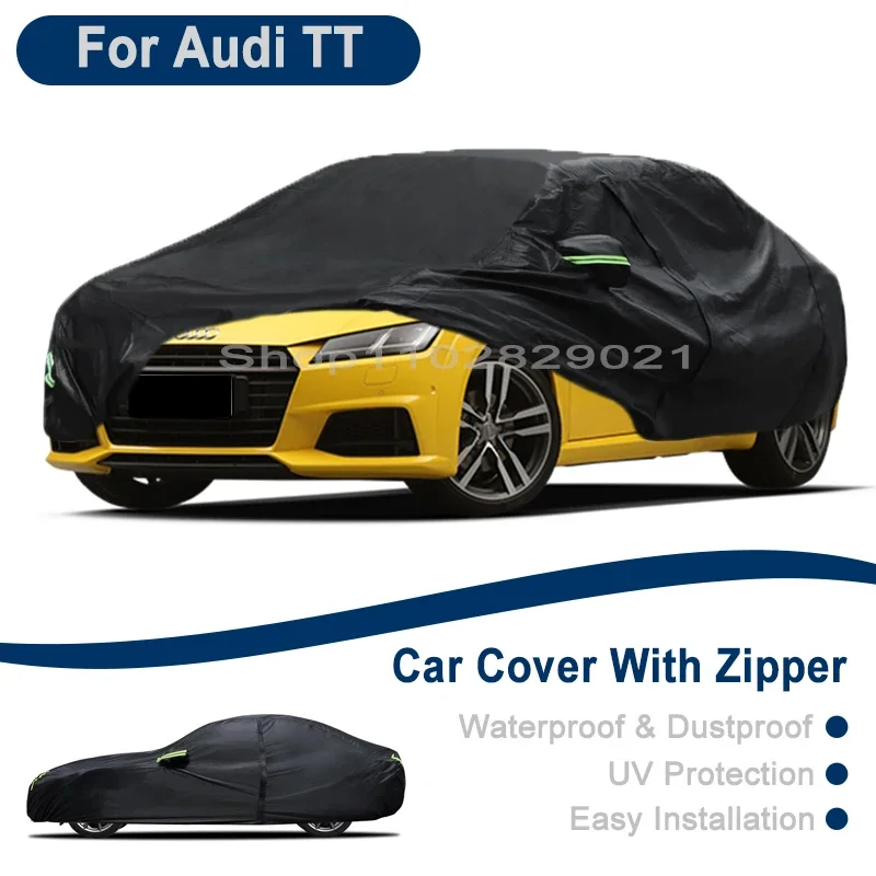 

Outdoor Full Vehicle Cover For Audi TT - Side Zipper Design, Waterproof Dustproof Sun Protection Car Cover