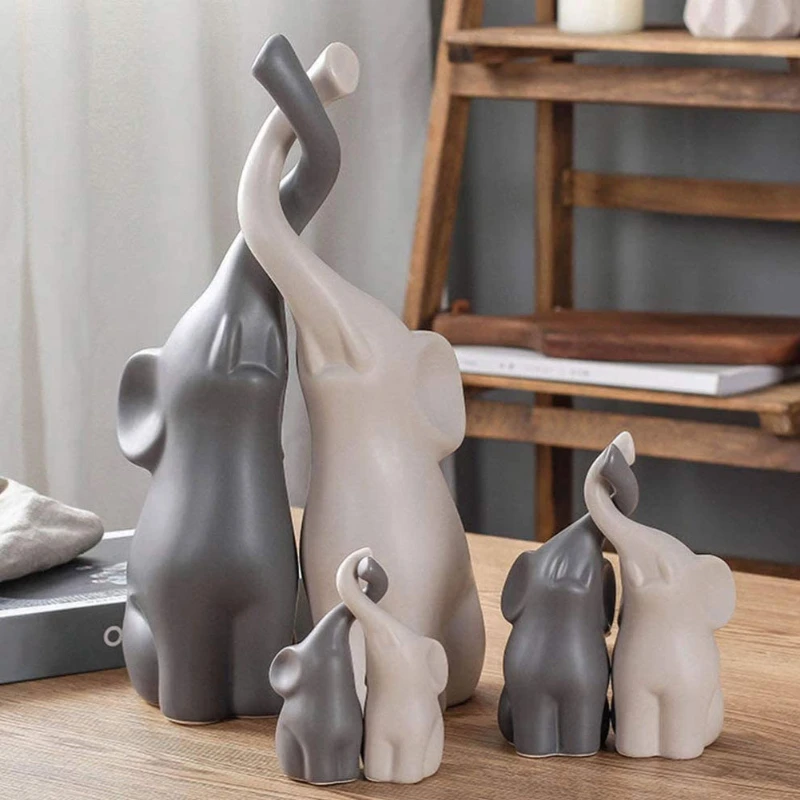 

Elephant Couples Decorative Ornaments Simple Animal Ceramic Figurines Living Room Desktop Bookcase Home Accessories Home Decor