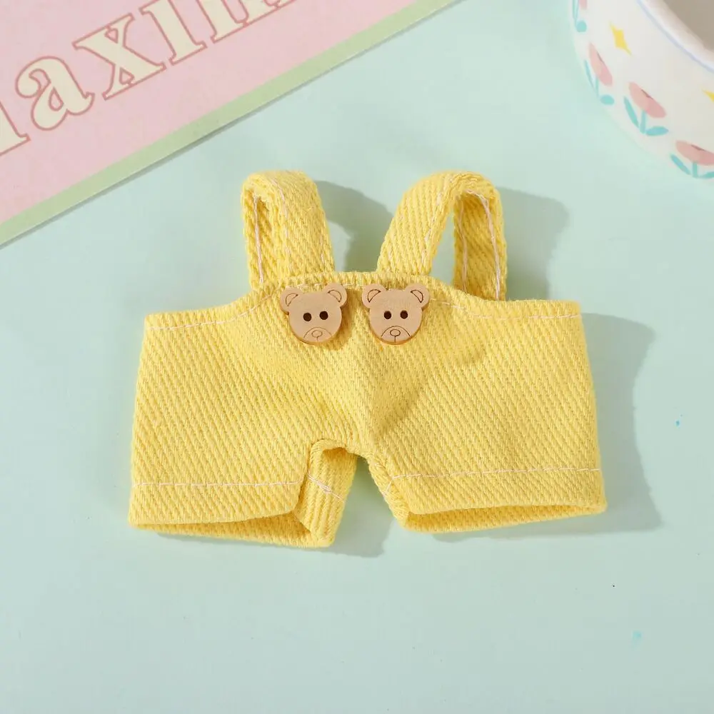 Cotton Doll Denim Overalls Labubu Clothes 14-17cm Plush Doll Solid Color Pants Dress Up Accessories DIY Toys