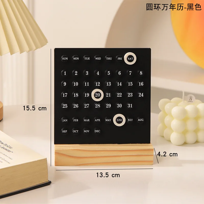 2024 New Acrylic Wooden Base Handmade DIY Calendar Office Desktop Home Decorative Digital Small Ornament Ten Thousand Year