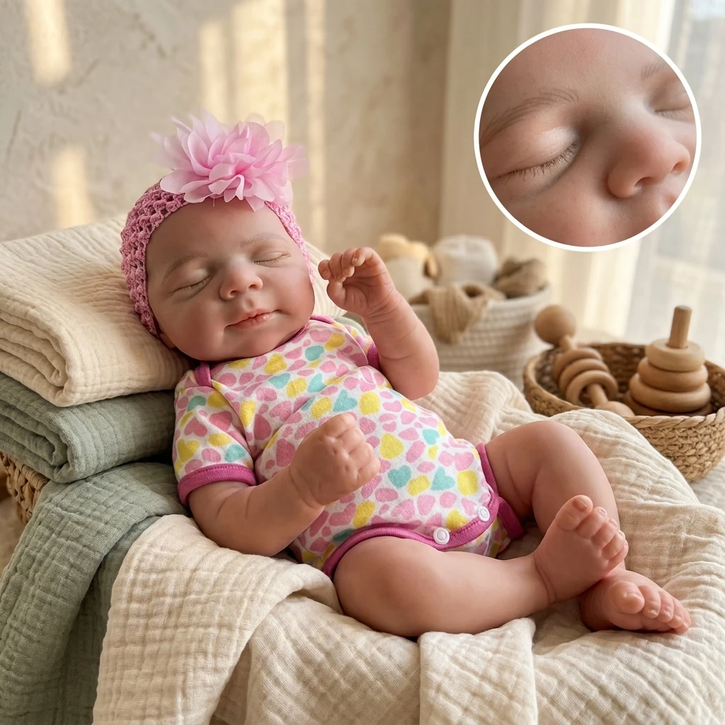 18 Inch Pascale Full Body Silicone Reborn Doll Open Mouth Design Lifelike Newborn Hand Painted Waterproof Collectible For Gift