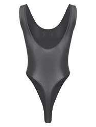 Mens Sexy Glossy Shiny Backless Bodysuit High Cut Leotards One-piece Swimsuit Swimwear Plus Size Yoga Sports Fitness Swimming