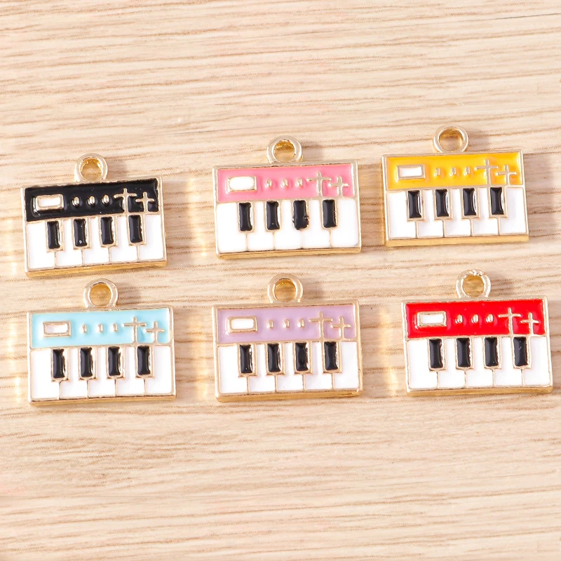 Tusember 10 Stück Niedliche Geigen-, Trompeten-, Gitarren- und Klavier-Anhänger für Schmuckherstellung DIY Musiknoten-Anhänger Halskette Armband Bastelbedarf – Detail 12