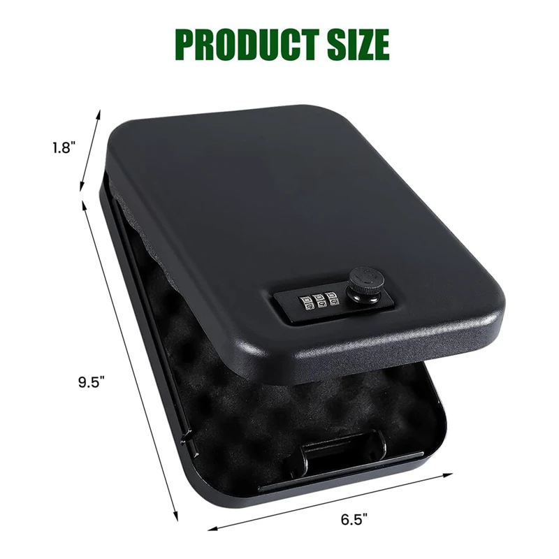 Nuova cassaforte per pistola per pistole, cassaforte per pistola in acciaio solido, cassetta di sicurezza per pistola piccola con serratura a combinazione cassaforte portatile per pistola da viaggio