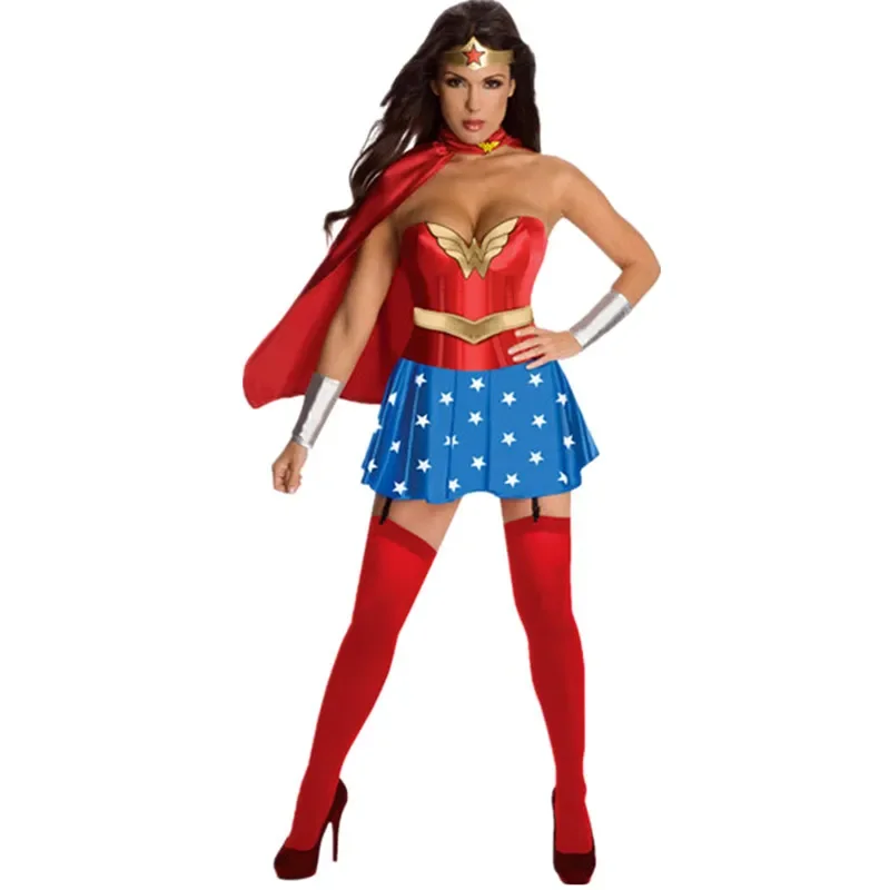 Halloween Sexy Wonder Kostuum Superheld Vrouwen Supergirl Vrijgezellenfeest Fantasia Cosplay Verkleedkleding