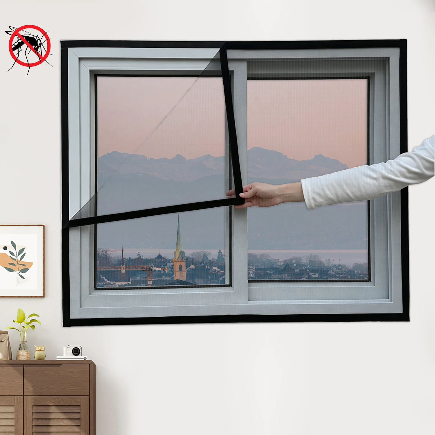 Black Multi Size Self-Adhesive Mosquito Net, Curtains and Window Treatments, Mosquiteras Para Ventana, No-Drill Easy to Install