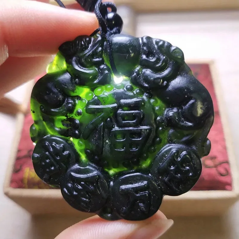 

Новый кулон Ink Jade Life Safety, ожерелье из натурального камня Medicine King Stone Gold 10,000 Taels