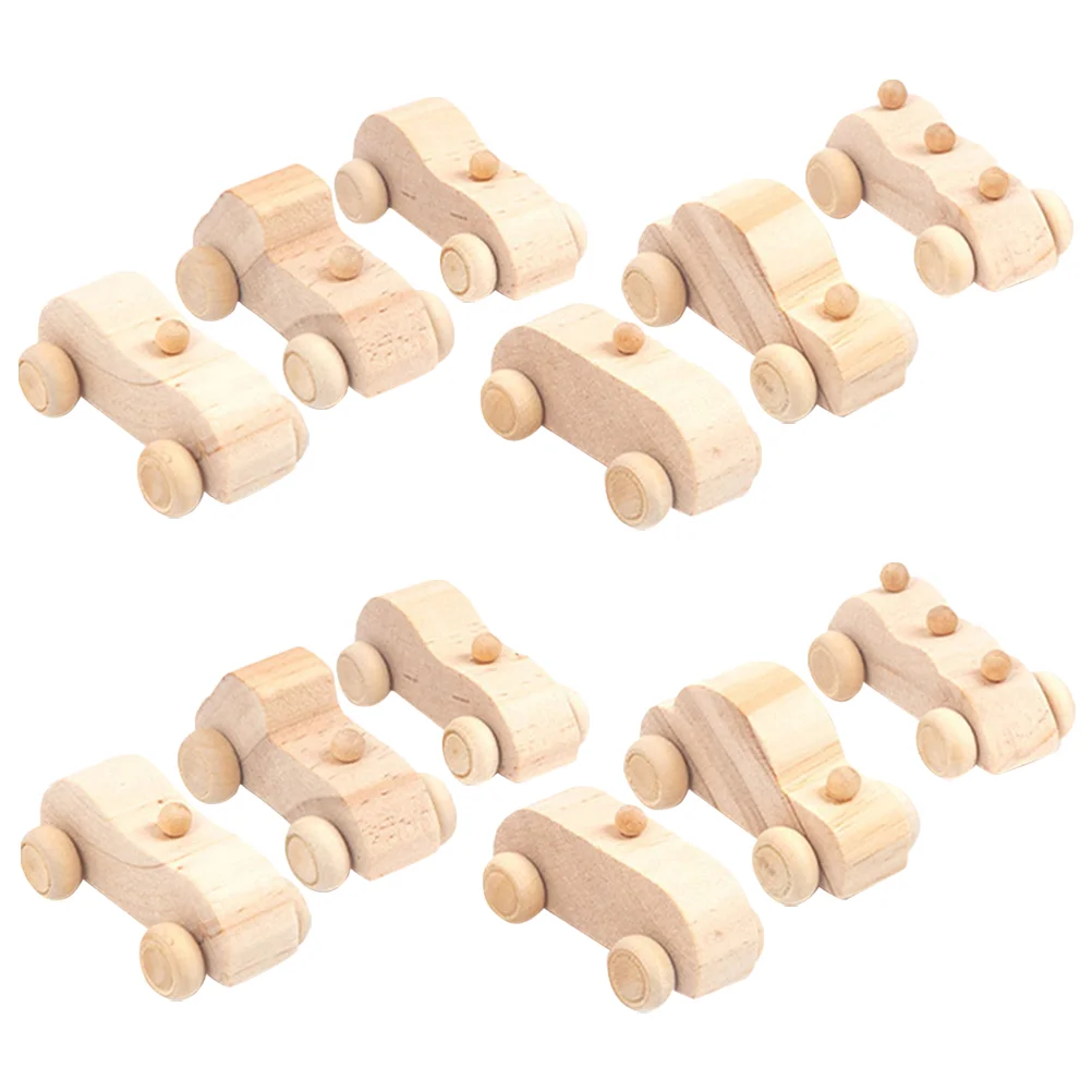 

12 Pcs DIY Graffiti Car for Kids Paintable Toy Cars Kidcraft Playset Painting Unfinished Wooden