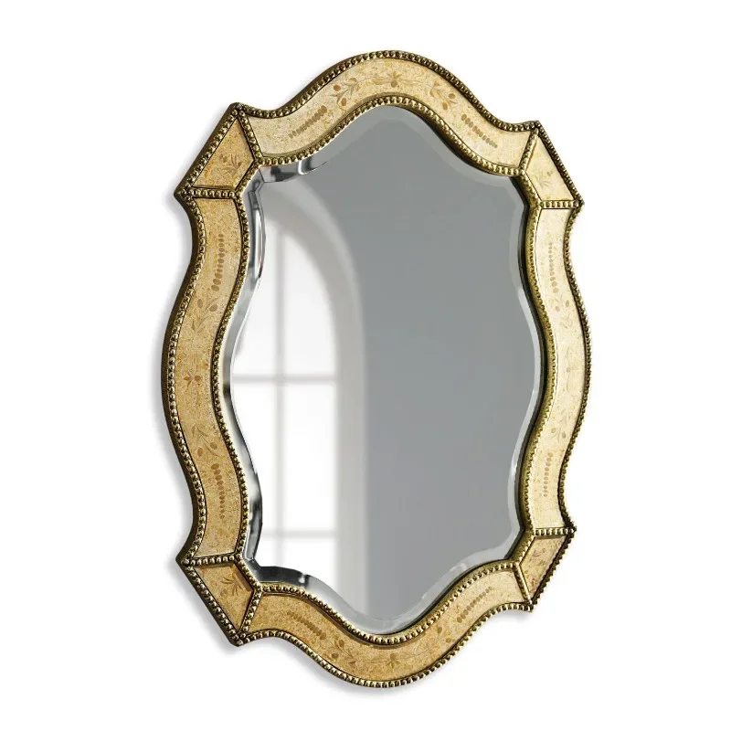 European makeup mirror dresser neoclassical makeup mirror gold carved mirror wall hanging