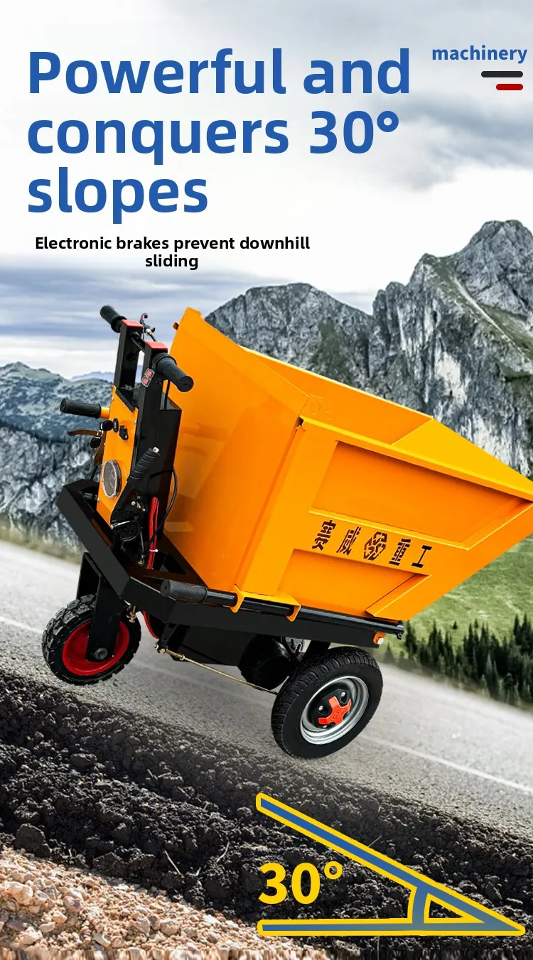 Construction site electric handcart ash bucket truck handling dump truck agricultural breeding manure pulling mortar three-wheel