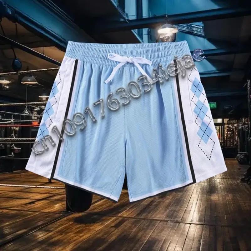 Pantalones cortos de baloncesto de Carolina del Norte para hombre, pantalones cortos de entrenamiento holgados y transpirables para gimnasio al aire libre, pantalones cortos de fútbol para Fitness de retazos para hombre