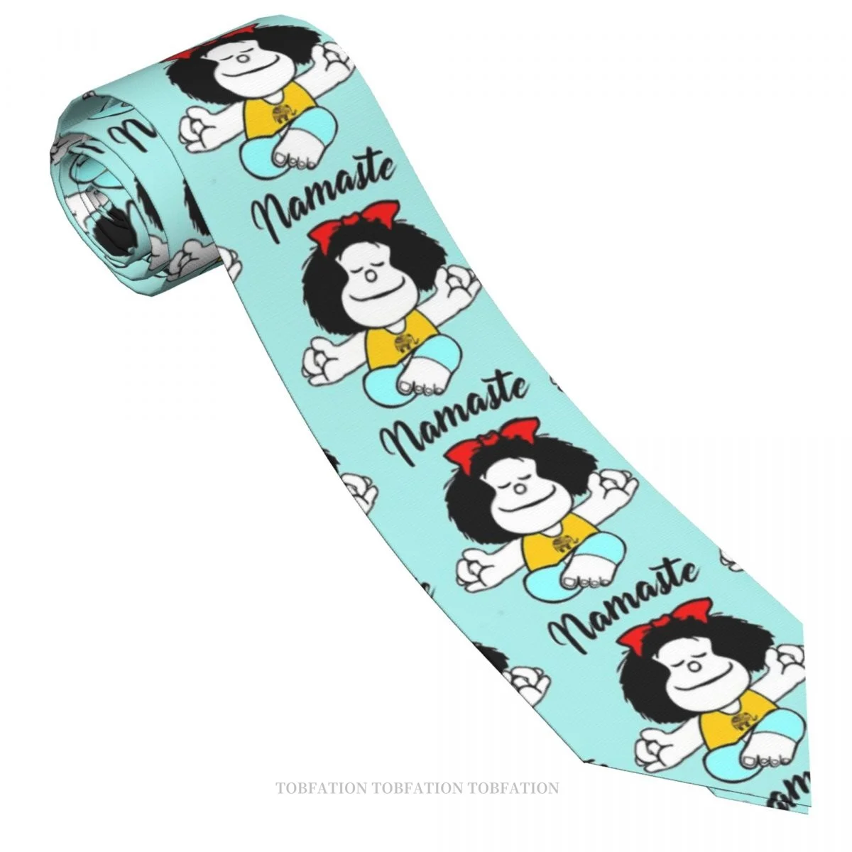 Namaste Mafalda Miguelito Comic New 3D Printing Tie 8cm Wide Polyester Necktie Shirt Accessories Party Decoration