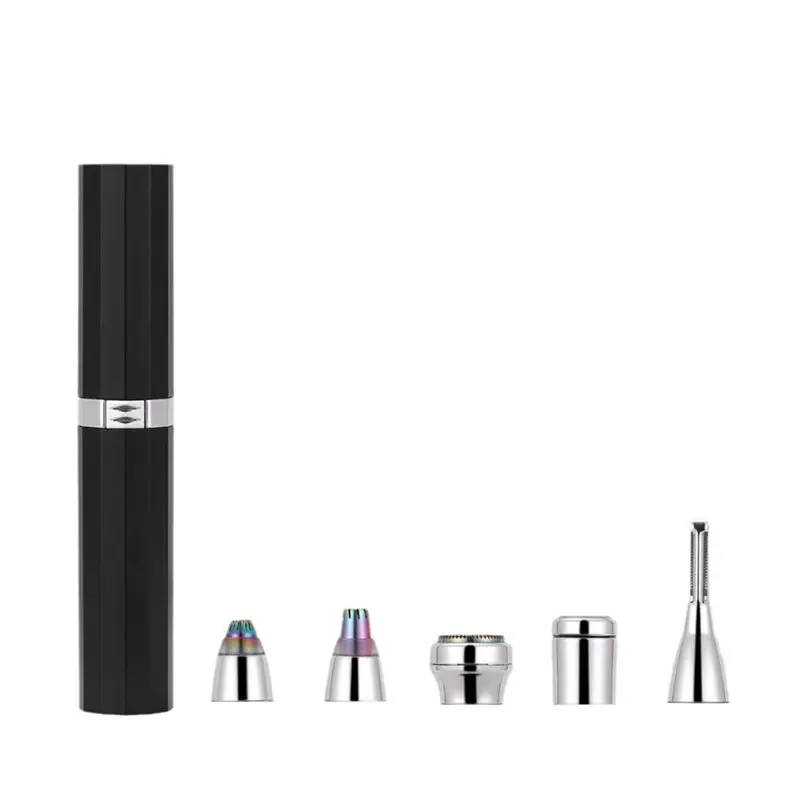 ABIT Electric Lipstick Shaver 5-In-1 Rechargeable Home Eyebrow Trimmer Underarm& Nose Hair Trimming File& Buffing Tool