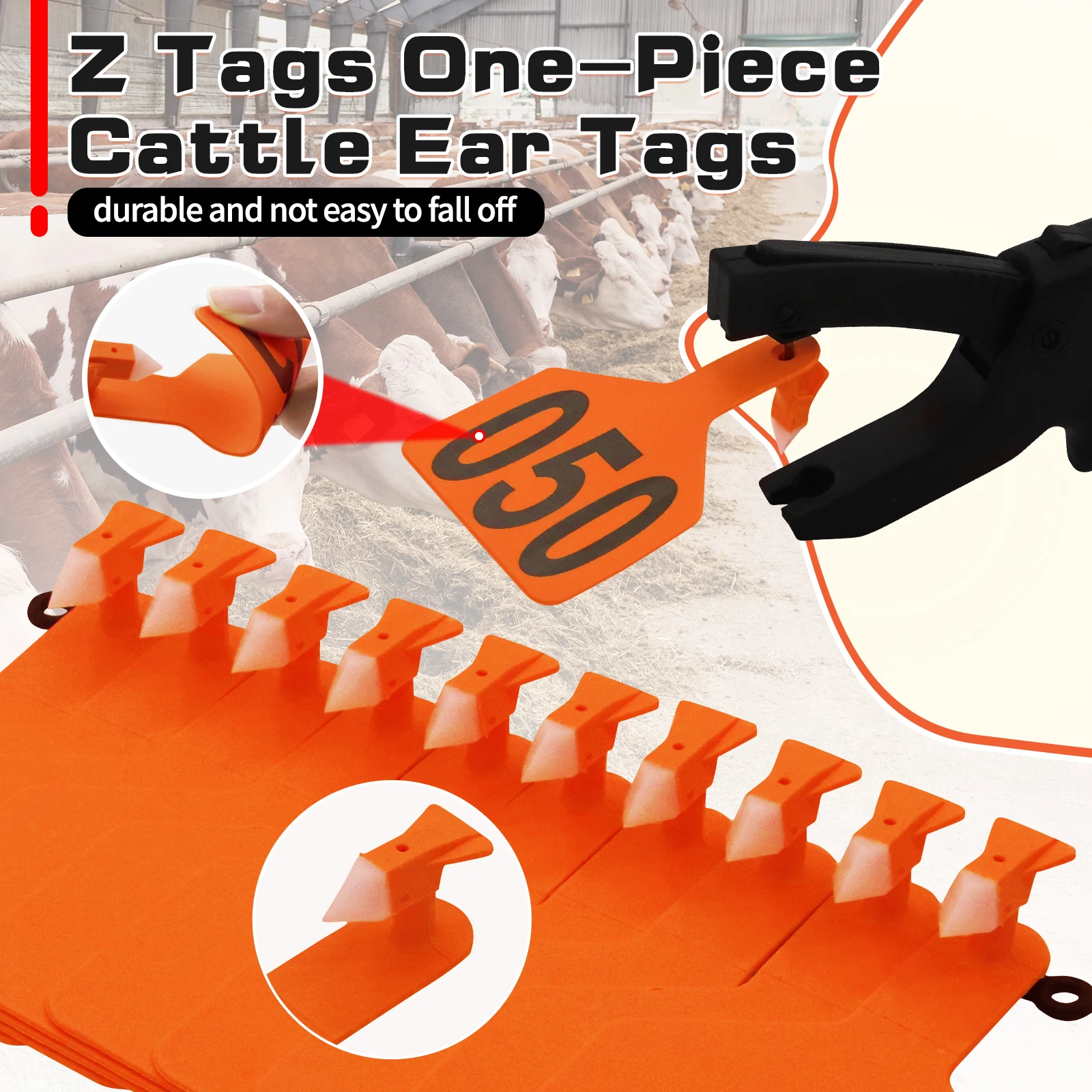 001-50 الماشية البقرة علامات الأذن الكبيرة علامات مع الكلمات أدوات تحديد الحيوانات بولي TPU علامة البقرة خنزير الماعز الأغنام مزرعة علامة (50 قطعة)