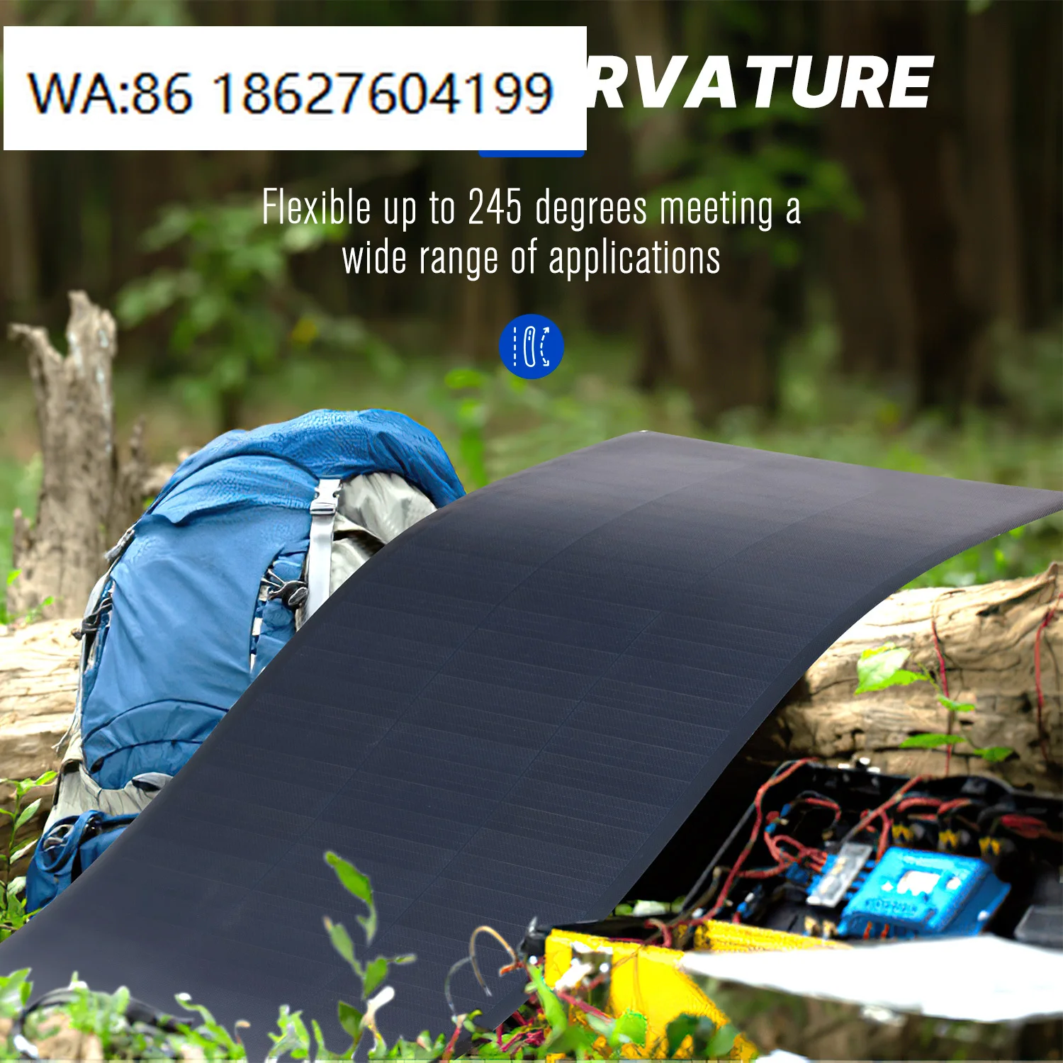 55W Marine ETFE Solar Panel, 245° Bendable Monocrystalline Module RV Boat Off Grid System