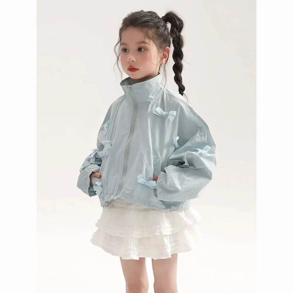Girls' Summer Coat 2026 New Style Korean Edition Children's Loose Sunscreen Coat Girls' Summer Bow Top