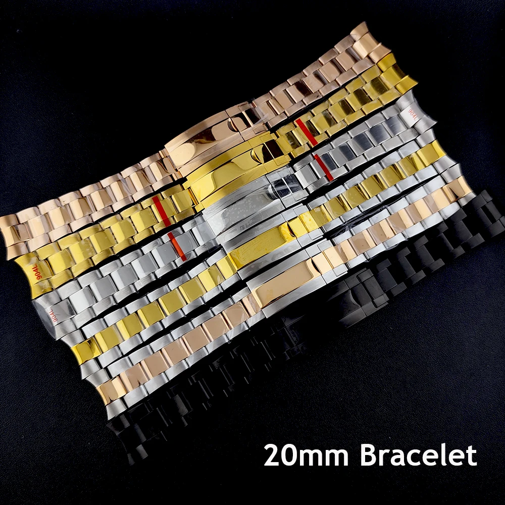 

Браслет из нержавеющей стали 20 мм, регулируемая складная пряжка из нержавеющей стали, серебро/золото/розовое золото, аксессуары для часов