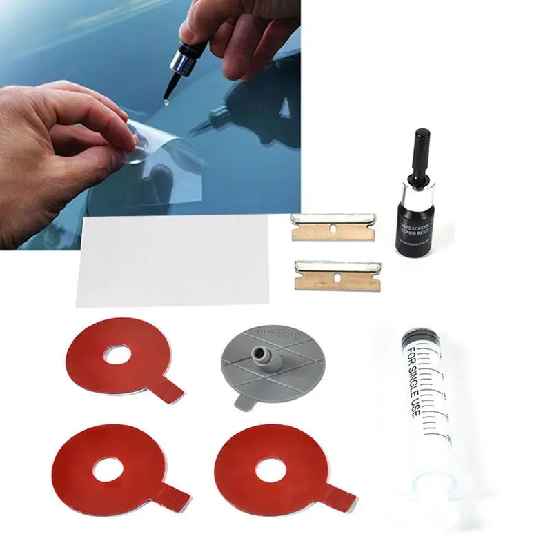 DIY Car Windshield Repair Kit Tools Auto Glass Windscreen Repair Set Give Door Handle Protective Decorative Stickers