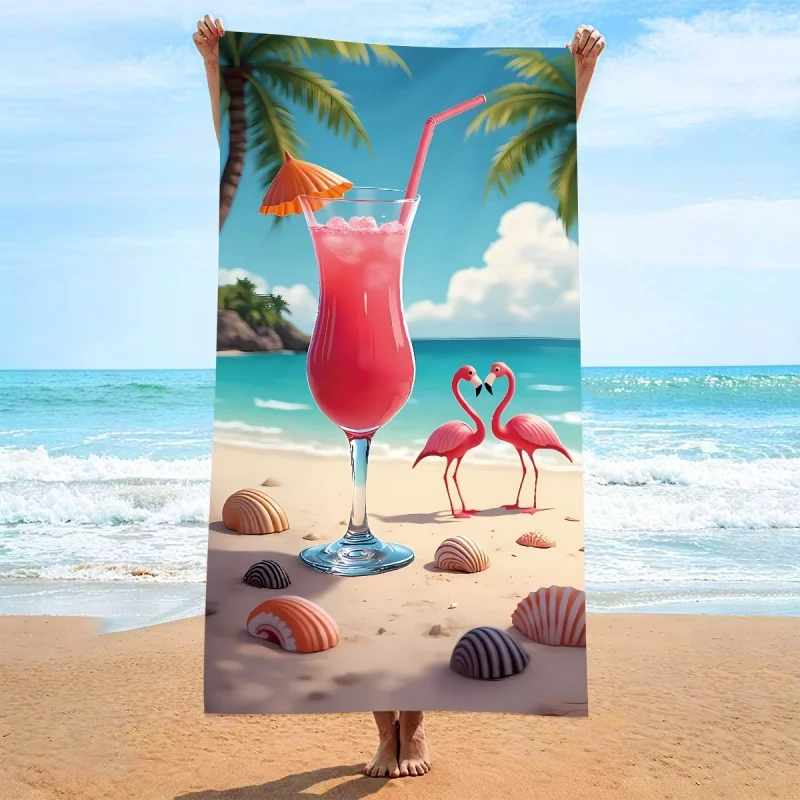Newest Beach Towel Costa Dorada Retro Convertible Hot Air Balloon Palm Tree Beach Towel Summer Seaside Bath Towel