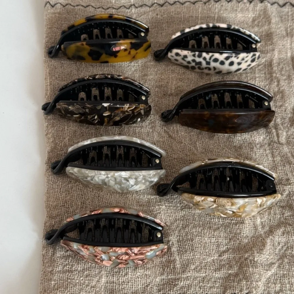 Acetate Finish Banana Hair Clip Spring Hinge Ribbed Teeth Hair Barrette Secure Grip Smooth Polished Surface Hair Claw Clip